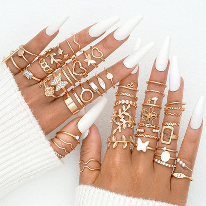 💍58PCS Bohemian Gold Ring Set