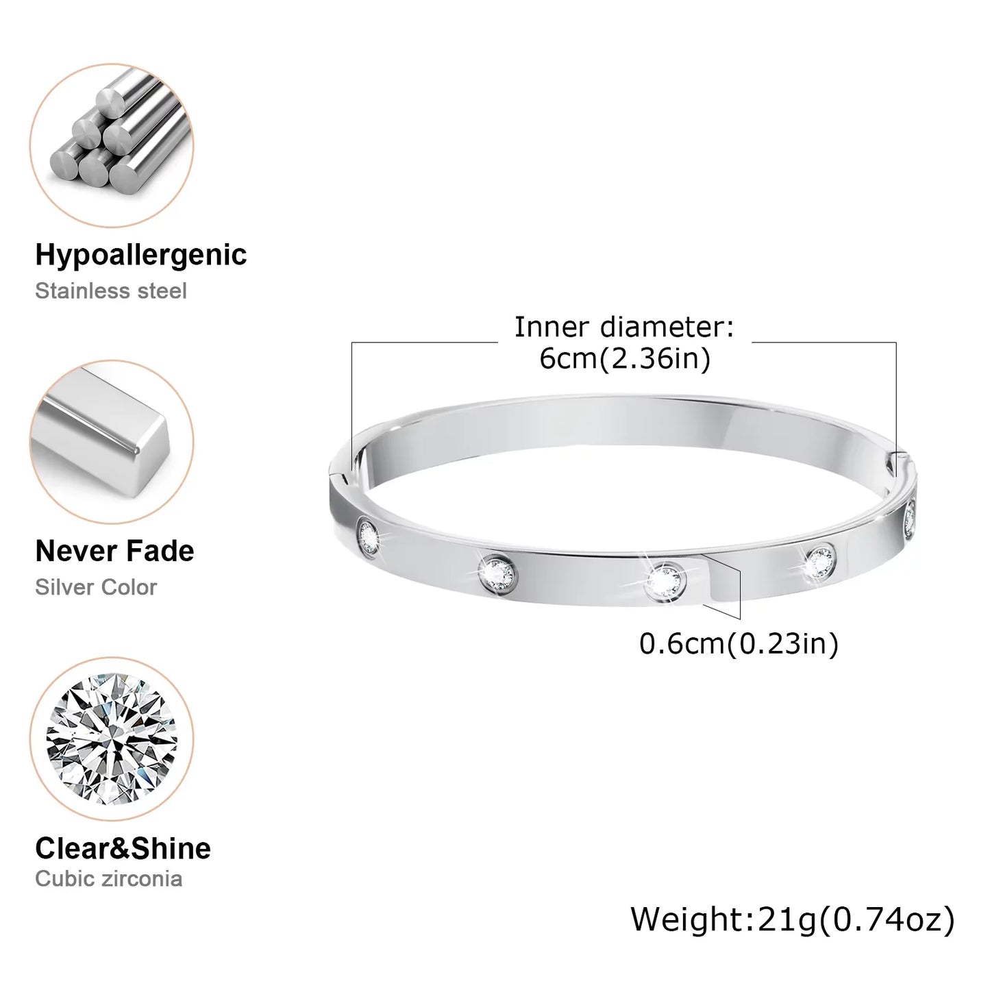 uxe Sparkle CZ Open Bangle