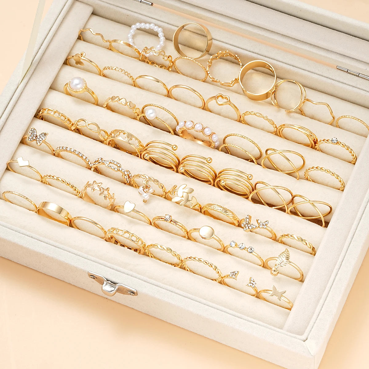 💍58PCS Bohemian Gold Ring Set
