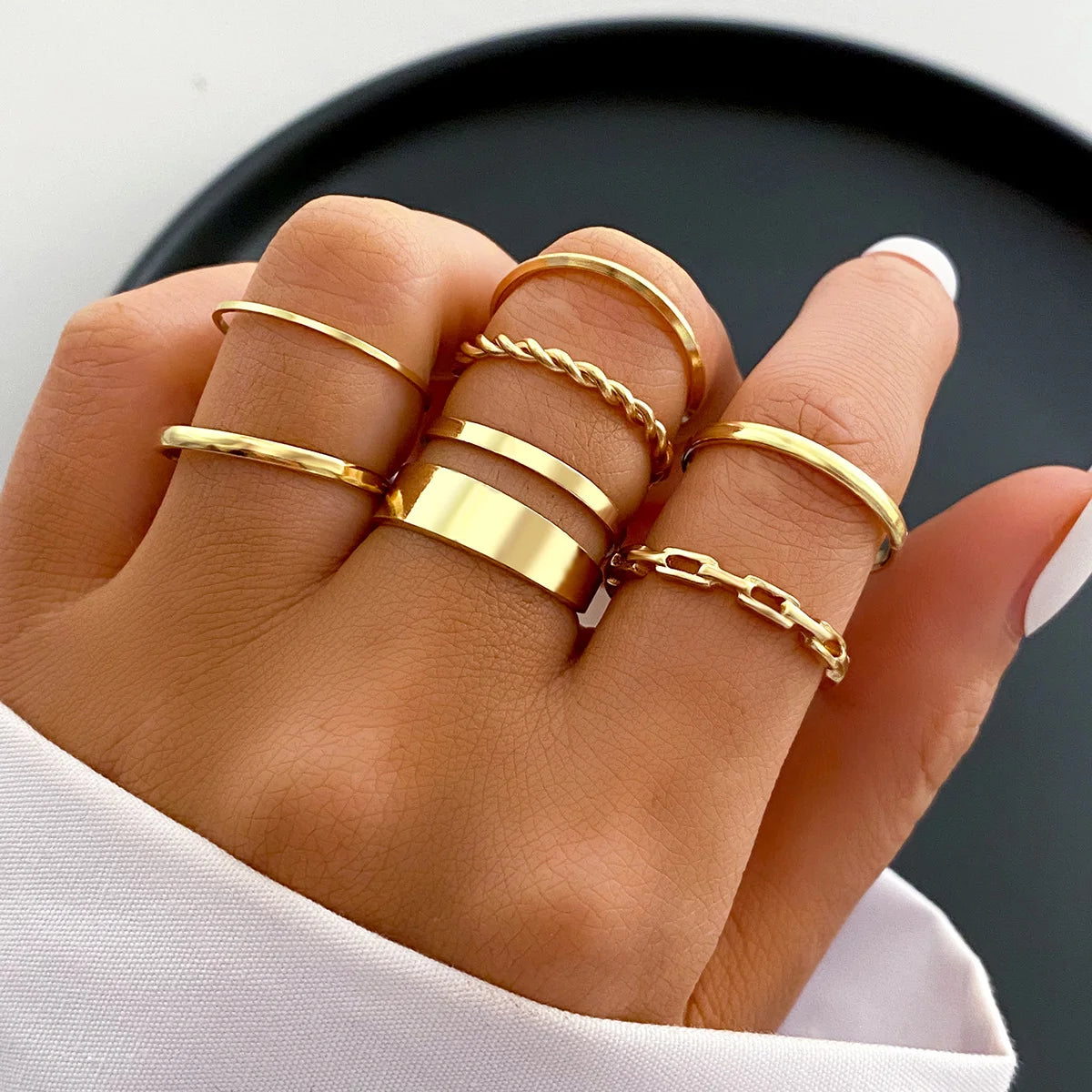 💍58PCS Bohemian Gold Ring Set