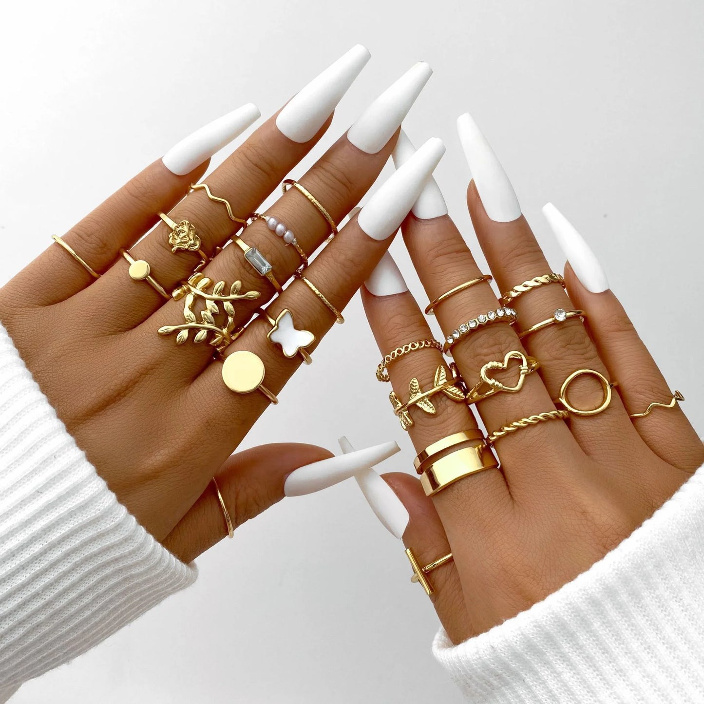 💍58PCS Bohemian Gold Ring Set